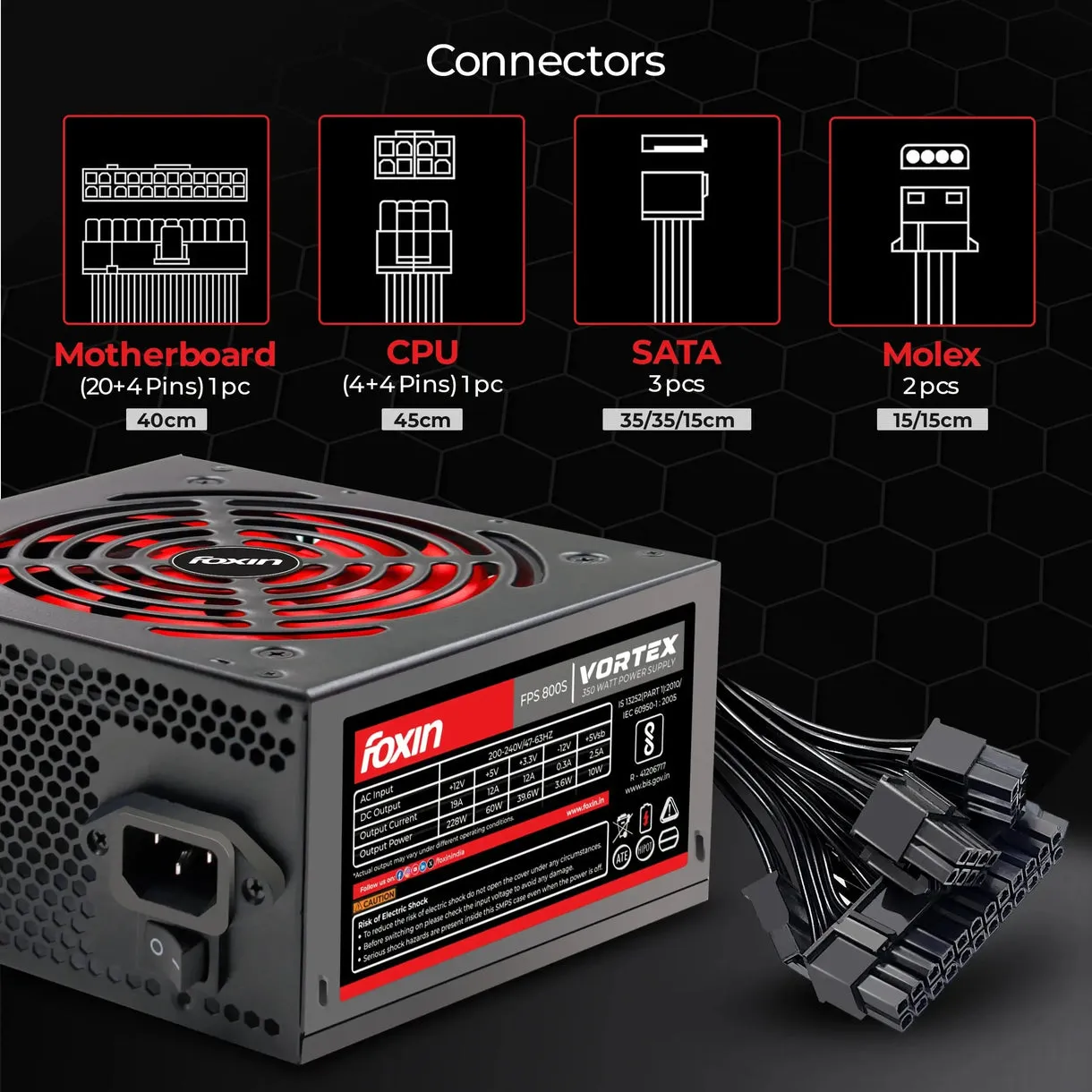 Foxin Desktop Power Supply Vortex 800 view 3